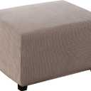 Turquoize Ottoman Slipcover Rectangle Folding Ottoman Cover Jacquard Polyester Stretch Fabric Storage Stool Ottoman Cover Furniture Protector for Living Room (Large, Taupe)