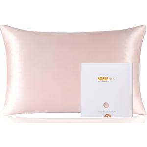 ZIMASILK 100% Pure Mulberry Silk Pillowcase for Hair and Skin Health,Soft and Smooth,Both Sides Premium Grade 6A Silk,600 Thread Count,with Hidden Zipper,1pc (King 20''x36'',Pink)