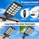 2 Pack 16" Large Solar Street Lights Outdoor Waterproof - Solar Powered Security Parking Lot Light Dusk to Dawn 60000LM,Motion Sensor Commercial LED Solar Flood Lights Remote Control for Outside Yard