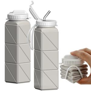 BEAUTAIL Collapsible Water Bottles with Straw 20.6oz, Silicone Foldable Portable Water Bottle, BPA-Free, Leakproof Reusable for Travel Camping Hiking Cycling Yoga Sports, 1 Pack (Starlight)