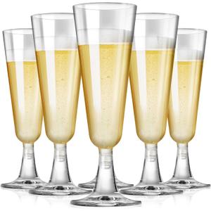 SUREHOME Plastic Champagne Flutes Plastic Champagne Glasses Disposable Mimosa Glasses Bulk 100 Pack Clear Wedding Toasting Cups Unbreakable Crystal Stemware for Bar Baby Shower Birthday Party Supplies