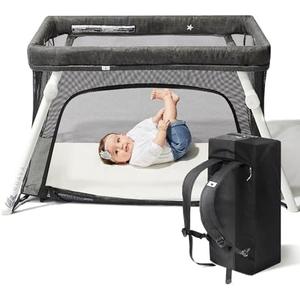 Guava Lotus Travel Crib with Lightweight Backpack Design | Certified Baby Safe Portable Crib | Folding Play Yard with Comfy Mattress for Babies & Toddlers | Compact Baby Travel Bed