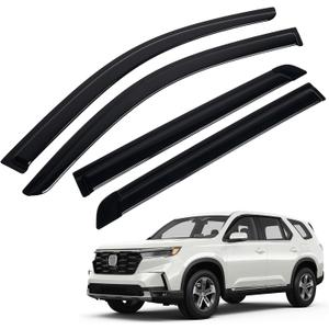 FIILINES Rain Guards for Honda Pilot 2023 2024 2025, Tape-On Side Window Visors Window Deflectors for Pilot, 4PCS, Black