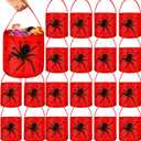 Teenyyou 24 Pcs Halloween Spiderweb Buckets Bulk Spiderweb Birthday Party Decoration Fabric Halloween Trick or Treat Bag with Handles Candy Bucket Easter Gifts Tote Bag for Party Favor
