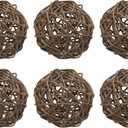 MECCANIXITY 6 Pcs Wicker Rattan Balls 3.1 Inch Rattan Decorative Balls Vase Fillers for Wedding Party Centerpiece Bowls Home Decoration, Brown