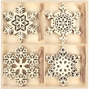N&T NIETING 20PCS Wooden Christmas Ornaments 4.7 Inch Large Unfinished Snowflake Cutouts for Hanging Christmas Tree DIY Kids Craft Holiday Party Home Indoor Boho Decor