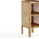 Manhattan Comfort Versailles Rattan Bedside End Table Accent Sofa Side Table for Living Room, Bedroom, Study and Home Office with 2 Shelf Storage, Natural Cane (Set of 1)