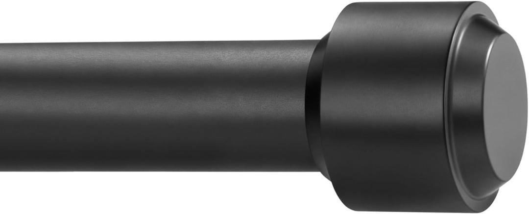 Curtain Rods, Non-Adjustable Drapery rod for Window, 1IN Diam 48INCH/4 Foot Fixed Length Rod with Aluminum End Caps and Brackets, Matte Black