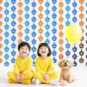 8 x Blue Dog Birthday Party Decorations, 2 Packs Orange and Blue Tinsel Backdrop,Dog Paw Birthday Party Supplies 3.3 x 6.6ft Foil Fringe Curtains, Photo Booth Props Backdrop Streamers