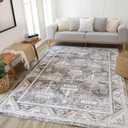 RUG BRANCH Cadence 4'x6' (Exact Size: 3'11" x 5'7") Vintage Indoor Area Rug, Brown Beige, Distressed - Living Room, Bedroom, Dining Room, and Kitchen
