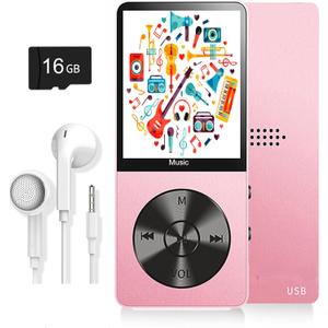 MP3 Player, Music Player with 16GB Micro SD Card, Build-in Speaker/Photo/Video Play/FM Radio/Voice Recorder/E-Book Reader, Supports up to 128GB