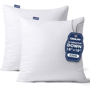 18x18 Pillow Inserts, Set of 2 Down Alternative Throw Pillows Insert for Bed, Sofa & Couch, Ultra Soft Fluffy Sleeping Pillow with 100% Cotton Cover