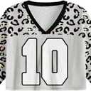 BEAUDRM Womens Leopard Print Short Jersey Shirts Half Sleeve Sports Streetwear (Gray, M)
