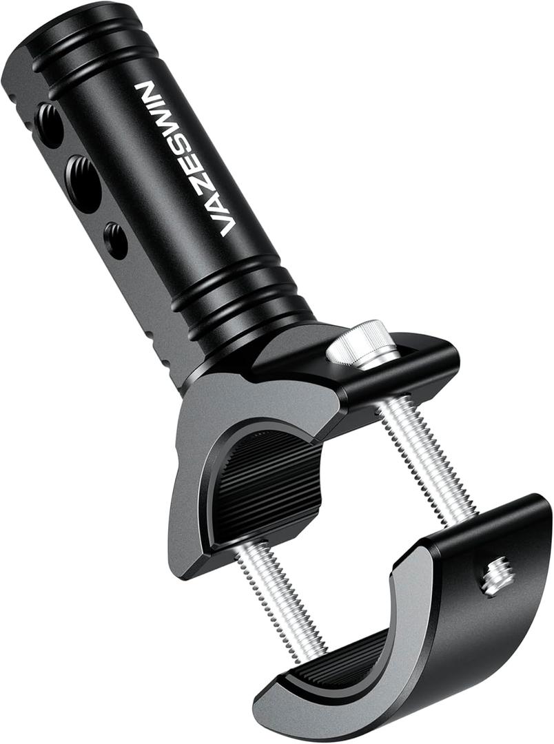 VAZESWIN Solid Aluminium Alloy Light Bar Mounting Bracket for Spotlight Fog Light, Horizontal & Vertical Adjustable Rotating Tube Clamp Mount for 0.87"-1.65" Motorcycle ATV UTV Roll Bar (1 PC)