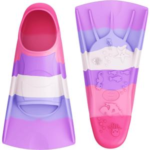 Gintenco Swim Fins, Kids Swim Training Fins for Lap Swimming, Travel Size Flippers with Mesh Bag, Silicone Swimming Fins for Kids Teens Adults Women Men, XXS(Jr 11-12.5)