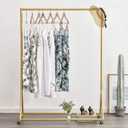 Gold Pipe Clothing Racks Freestanding, Modern Metal Clothes Rack Heavy Duty, Easy Assemble Clothing Rack for Hanging Boutiques and Bedroom 47" L