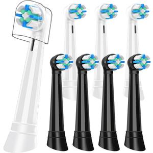 8 Pcs IO Replacement Heads Compatible with Oral B iO 2/3/4/5/6/7/8/9/10/Deep Clean Electric Toothbrush, Brush Heads Compatible with IO for Teeth Clean (Black/White)