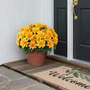 VIERENA 8 Bundles Artificial Dahlia Flowers for Outdoors Spring Summer Decor, No Fade Silk Flower Faux Dahlias Plant Arrangement for Home Garden Balcony FarmhouseYellow