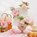 Serwalin Artificial Flowers Pink Flowers Fake Silk Flowers Wedding Cake Flowers for Wedding Bouquets Table Centerpieces Spring Decor Party Baby Shower Decoration (1 Box)