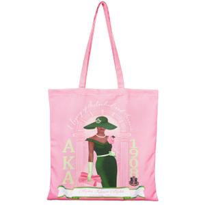 cahduenx Sorority Gifts Tote Bag for Women, Pink Canvas Reusable Grocery Bags for Shopping Travel Work Daily Use