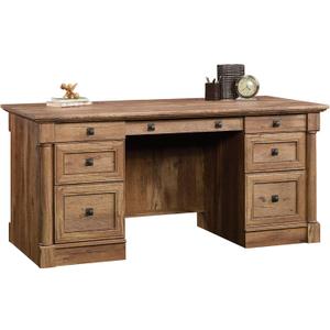 Sauder Palladia Executive Desk, 29.5"D x 65.1"W x 29.61"H, Vintage Oak finish