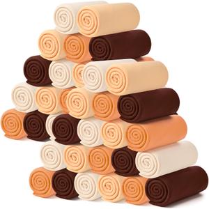 Kinlop 40 Packs Throw Blanket Bulk 60 x 50 Inch Fleece Throw Soft Blankets Warm Cozy Lightweight Plush Blanket for Bed Couch Sofa Pet Office Wedding Gifts Travel Camping (Earth Color)