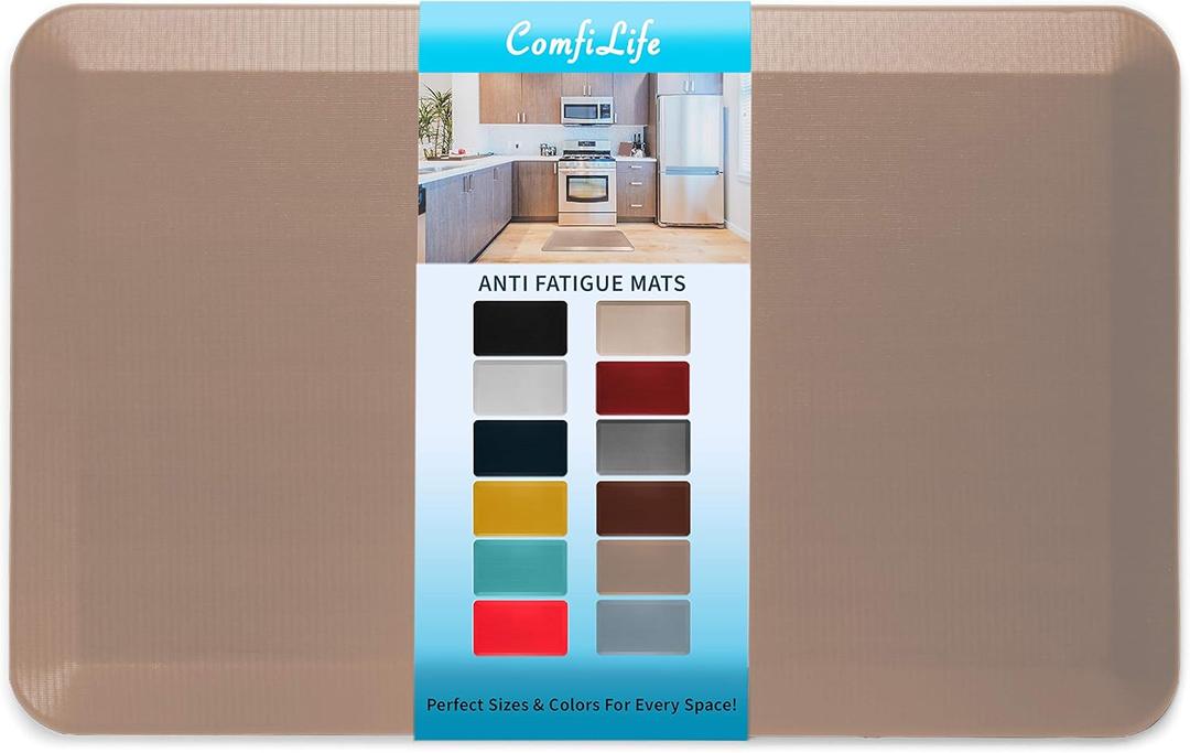 ComfiLife Anti Fatigue Floor Mat  3/4 Inch Thick Kitchen Mats for Floor, Standing Desk Mat, Kitchen Rug  Comfort at Home, Office  Durable  Stain Resistant  Non-Slip Bottom (20" x 32", Beige)