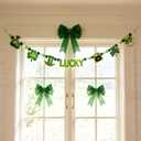 2 x 8.2Ft Felt St. Patrick's Day Garland Shamrock Lucky Pom Pom Banner for Mantle Home Window Irish Themed Party Decor