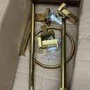 Bathroom Hardware Set 4 Pieces, Stainless Steel Gold Towel Bar Set, Includes 24In Towel Bar, Towel Ring, Robe Towel Hooks,Toilet Paper Holder, Bathroom Towel Rack Set