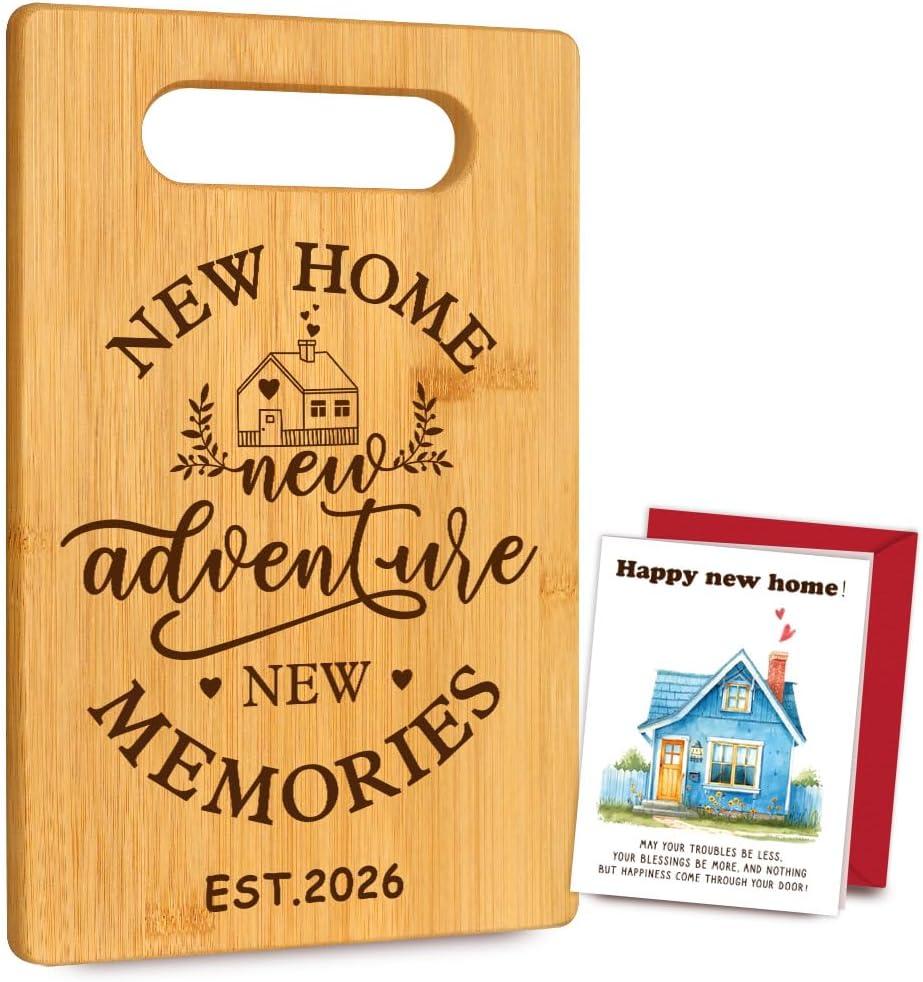 2026 New Home New Adventure New Memories Cutting Board Housewarming Gifts for New House Homeowners, First Home New Home Gift for Women Men Neighbors