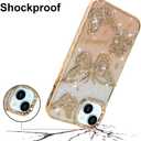 BITOBE Designed for iPhone 15 Plus, Cute 3D Butterfly Case Slim Plating Glitter Bling Luxury Cover for Women Girls Protective Camera Protection Bumper 6.7" Gold