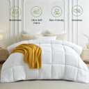 L LOVSOUL Down Alternative Oversized King Comforter, 120x98Inches, Polyester, White, All Season, Box Stitching Design, Corner Tabs