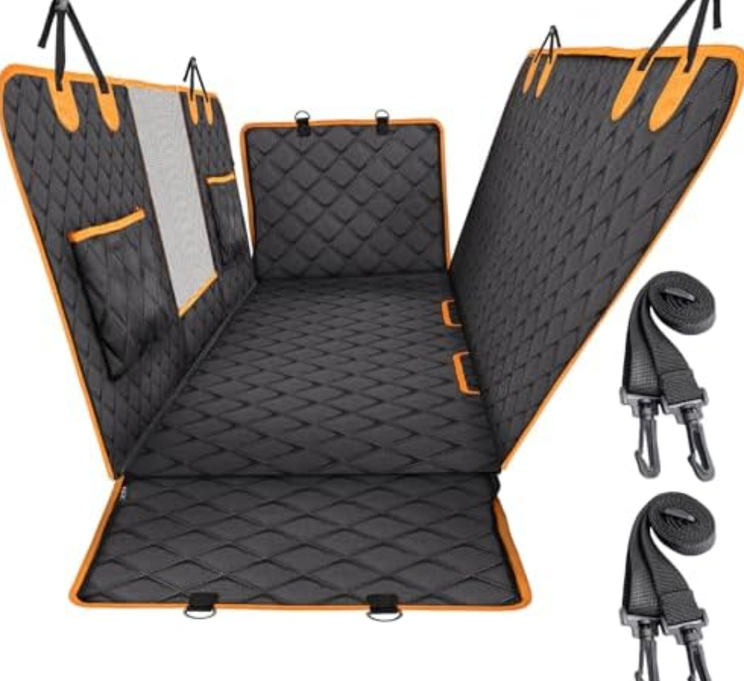 BENCMATE 6 in 1 Dog Car Seat Cover for Pets, Scratchproof & Waterproof Car Backseat Cover for Pets Hammock, 600D Grippy & Durable, Mesh Window Seat Cover for Sedan Truck and SUV, Standard