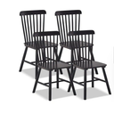 Black Windsor 100% Solid Wood Dining Chairs Set of 4