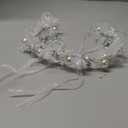 Wedding Hair Accessorie, Flower Headpiece Rhinestone Crystal Wedding White Pearl Rhinestone Headband for Women Flower Crown and Women Hair Accessories Bride Silver