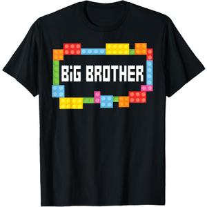 Master builder Big Brother Bricks Blocks Building Family Set T-Shirt (Medium)