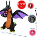 8 FT Tall Lighted Halloween Inflatable Fire Dragon