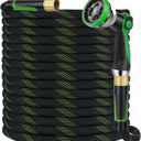 Garden Hose 100 ft, Non-Expandable Ultra-Lightweight Flexible Hose with 360° Dual-End Anti-Kink Design, 10-Pattern Spray Nozzle, 500 PSI Leak-Proof, 96-Strand Braided Fabric, Storage Strap