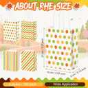 TaoBary 100 Pcs Paper Fall Gift Bags Bulk with Handle Colorful Stripe Wave Polka Dot Treat Goodie Candy Bags for Fall Autumn Thanksgiving Party Favor Supplies