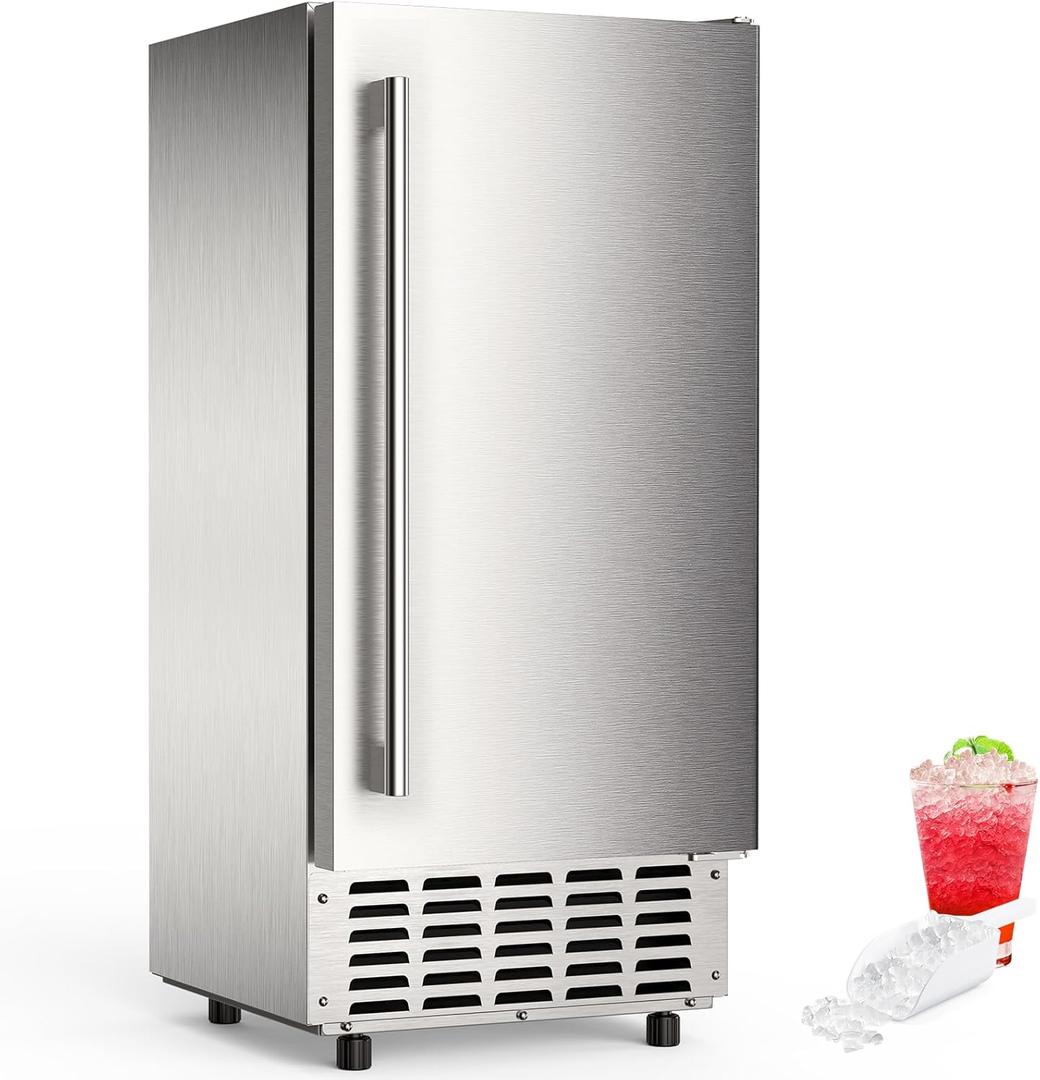 Electactic Nugget Ice Maker Machine, Under Counter Ice Machine,Stainless Steel Built-in Freestanding Ice Maker,66Lbs/Day,LCD Panel/Self-Clean/24H Timer,for Home Kitchen Office Bar Party