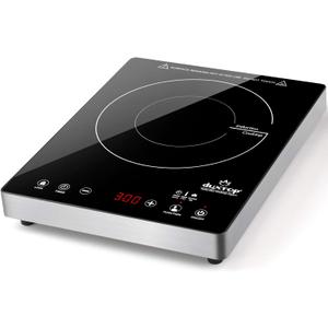 Duxtop Portable Induction Cooktop, High End Full Glass Induction Burner with Sensor Touch, 1800W Countertop Burner with Stainless Steel Housing, E200A, Black