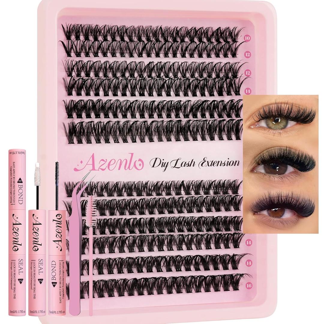 Lash Extensions 40D+60D Cluster 240pcs DIY Wispy Lash Clusters 10-16mm Eyelash Clusters for Beginners At Home Individual Thin Band Lash Kit (40D+60D Kit)