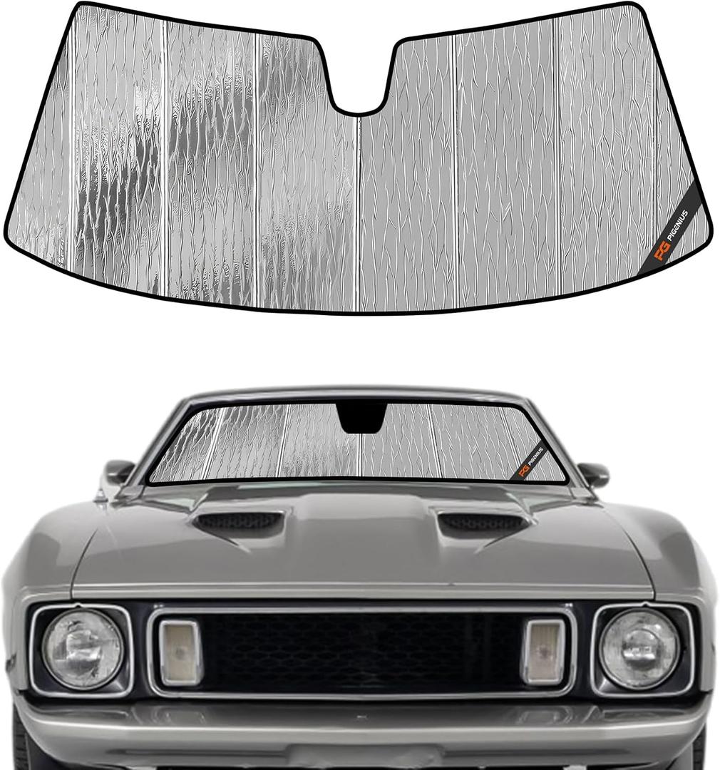 Pigenius Windshield Sun Shade for Ford Mustang 1971-1973, Fastback or Hardtop, Custom Front Window Sunshade - AstraGuard