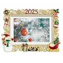 Xmas station Christmas Snowflake 4x6 Picture Frame Christmas Metal Display Photo Frames with Red Rhinestone High Definition Glass Front Gift Ideas Tabletop Home Decorative (2025 Snowman, Golden)