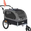 VEVOR Dog Bike Trailer, Supports up to 66/88/100 lbs, 2-in-1 Pet Stroller Cart Bicycle Carrier, Easy Folding Cart Frame with Quick Release Wheels, Universal Bicycle Coupler, Reflectors, Flag