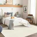 LEEVAN Washable Area Rug 4x6, Hand-Woven Cotton Living Room Rug, White Braided Bedroom Rugs, Farmhouse Indoor/Outdoor Floor Carpet for Patio, Nursery, Office, Playroom, Dining Room (Cream)