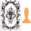 OLYCRAFT 3Pcs/Set Vintage Photo Frame Rub on Transfers for Craft and Furniture 12x6 Inch Iris Flowers Furniture Decals Transfer Stickers Rub on Decal with 1pc Scraper for Wood Furniture Decoration, 15cm x 30cm x 0.5cm