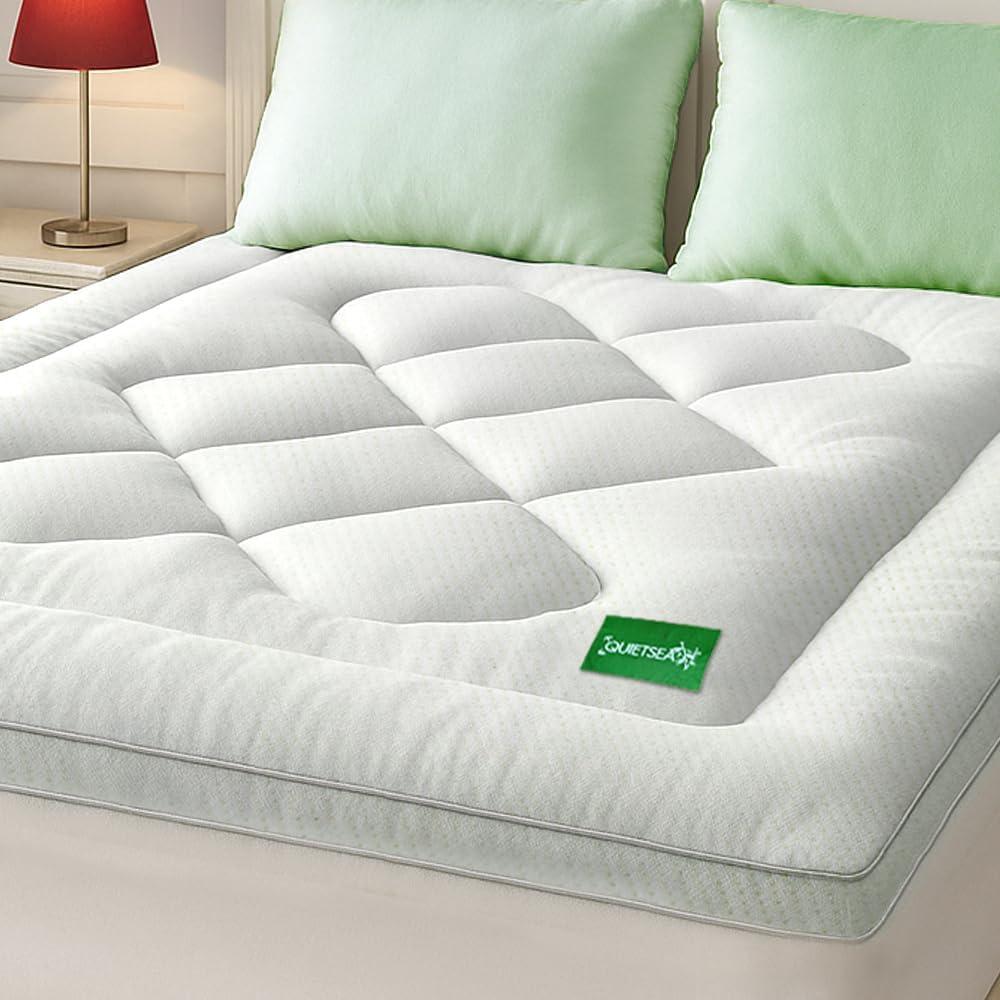 Mattress Topper Queen Size Memory Foam Mattress Pad Bamboo Mattress Cover Waterproof for Back Pain Relief 6-21" Deep Pocket Cooling Mattress Topper (60x80 inch, White)
