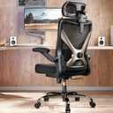 Ergonomic Office Chair-Mesh Computer Desk Chair Comfy, High-Back Gaming Chairs with 3D Headrest & Lumbar Support, Executive Task Chair for Adults, Comfortable for Long Hours (Black Gold)