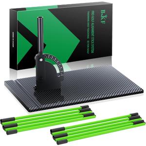 BKF Golf Alignment Sticks and Angle Holder Set with Portable Bag, Golf Swing Trainer, Golf Training Practice Teaching Aid and Equipment, Golf Accessories Gifts for Man